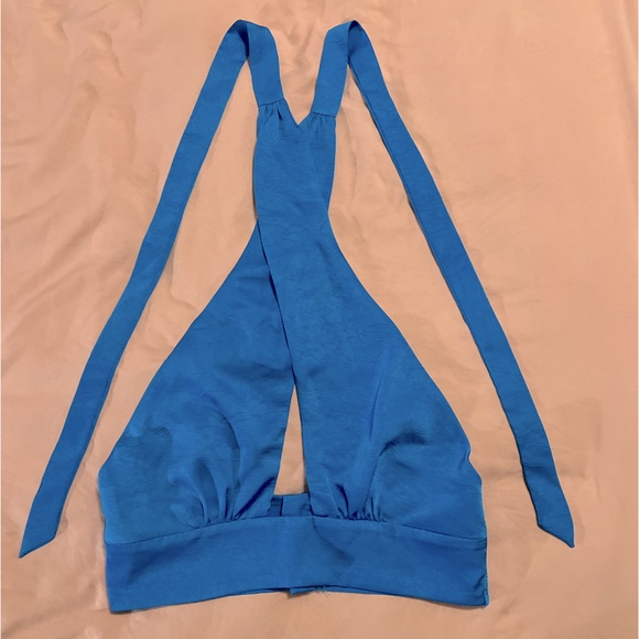 Cropped Satin Halter Top - Picture 1 of 3